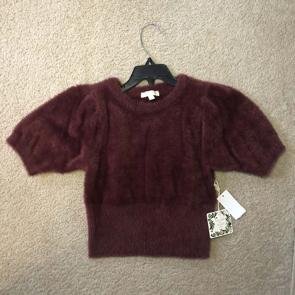Chelsea & Violet Kids Burgundy Fuzzy Top